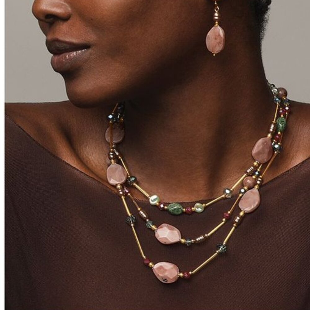 Avon  Aura Layered Necklace and Earring Set Brand NEW